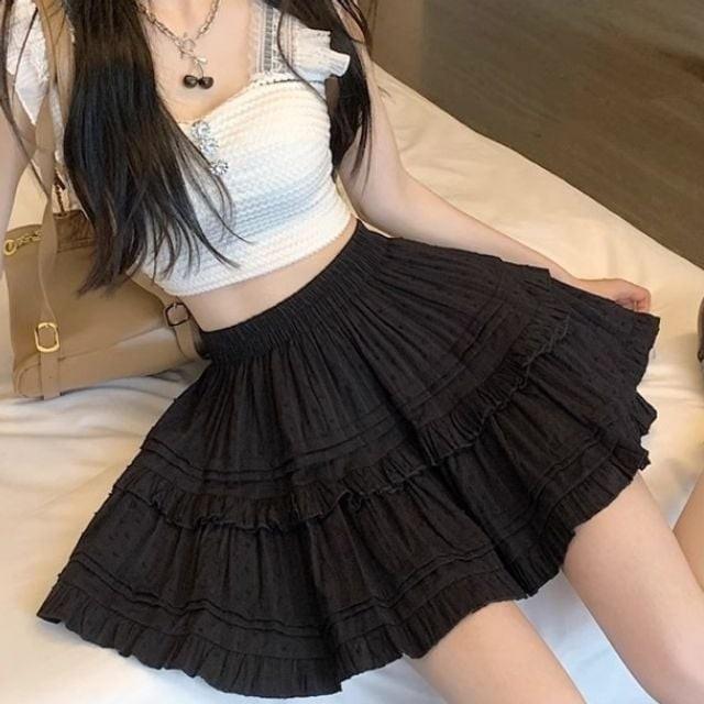 미니 스커트 캉캉 프릴 슬림 미니스커트 치마 데이트 소개팅