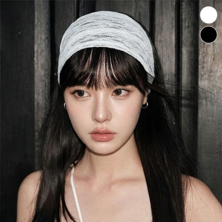 레이스 밴딩 헤어밴드 반다나 머리띠 빈티지 시스루 악세사리 여름 코디