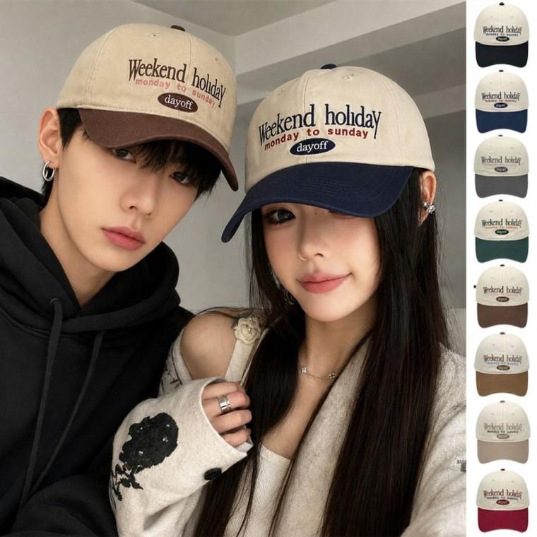 Weekendoliday 배색 볼캡 여성볼캡 남성볼캡 모자 야구 자수볼캡 빈티지