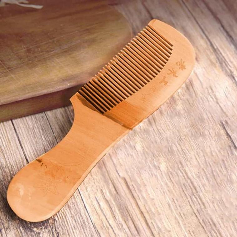 복숭아나무 우드머리빗 곱슬머리브러쉬 나무빗