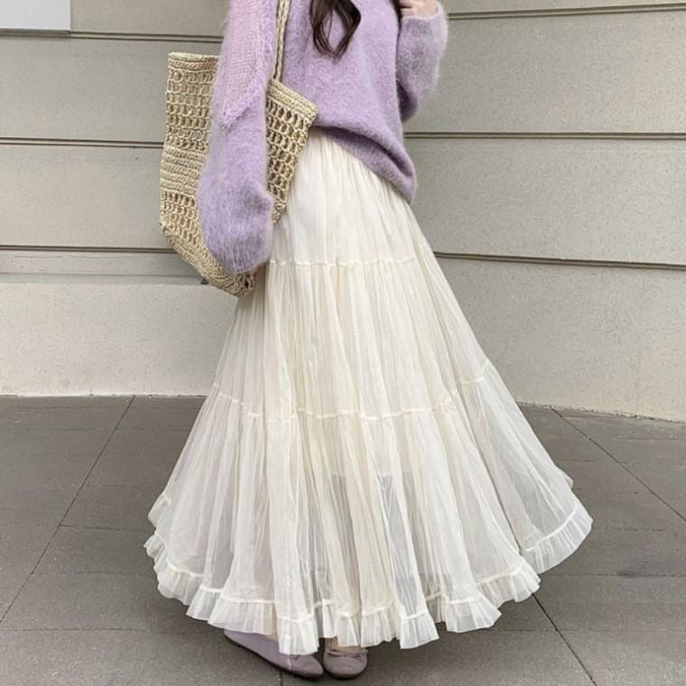 롱스커트 플로링 샤 페미닌룩 데일리룩 데이트룩 캐주얼룩 여성 의류