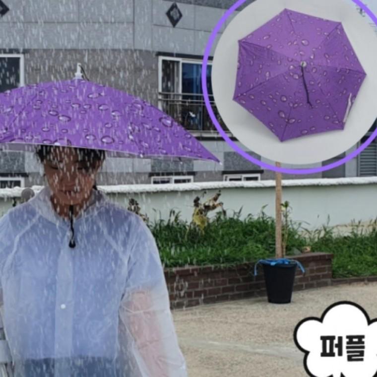 중형 퍼플 머리에 쓰는 우산모자 낚시 농사 개인 파라솔 자외선차단 햇빛