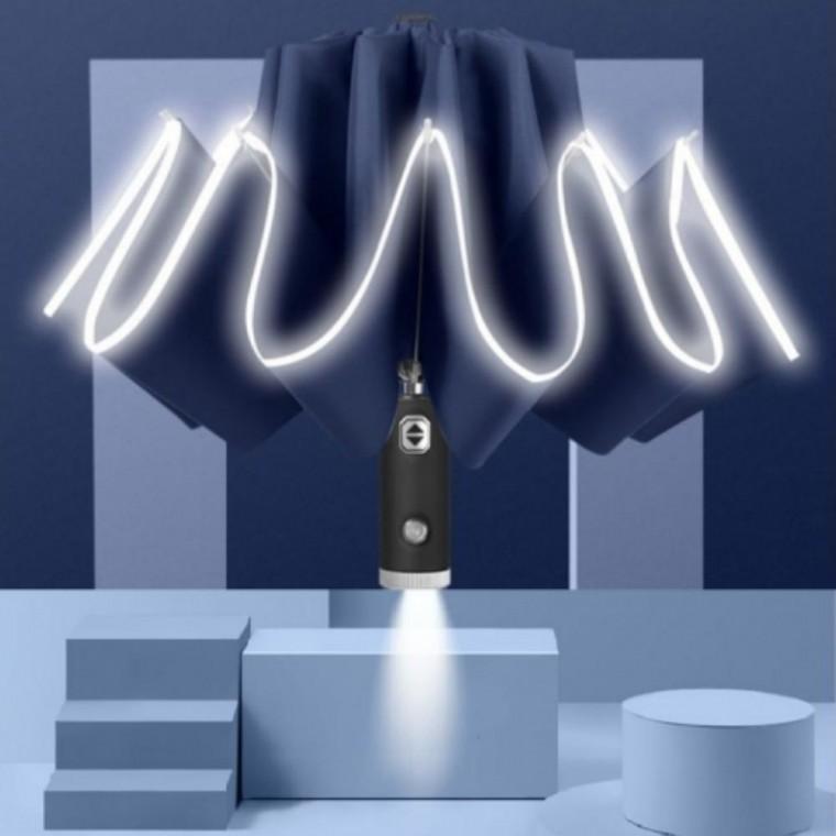 LED 4색 밤길 안전 3단 자동우산 접이식 자외선차단 차량 승하차 우산