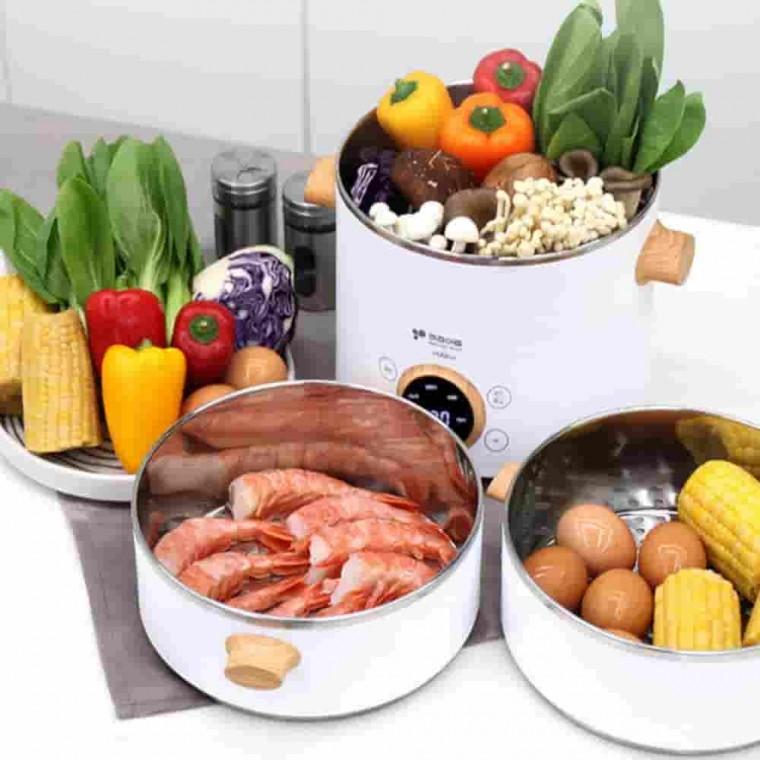 전기찜기 3단분리세척 해산물찜기 전기라면포트 스테인리스찜기 3단찜기 고구마찜기