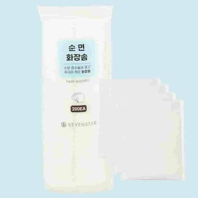 순면화장솜 200매 닦토화장솜 코튼패드 부드러운화장솜 토너팩화장솜