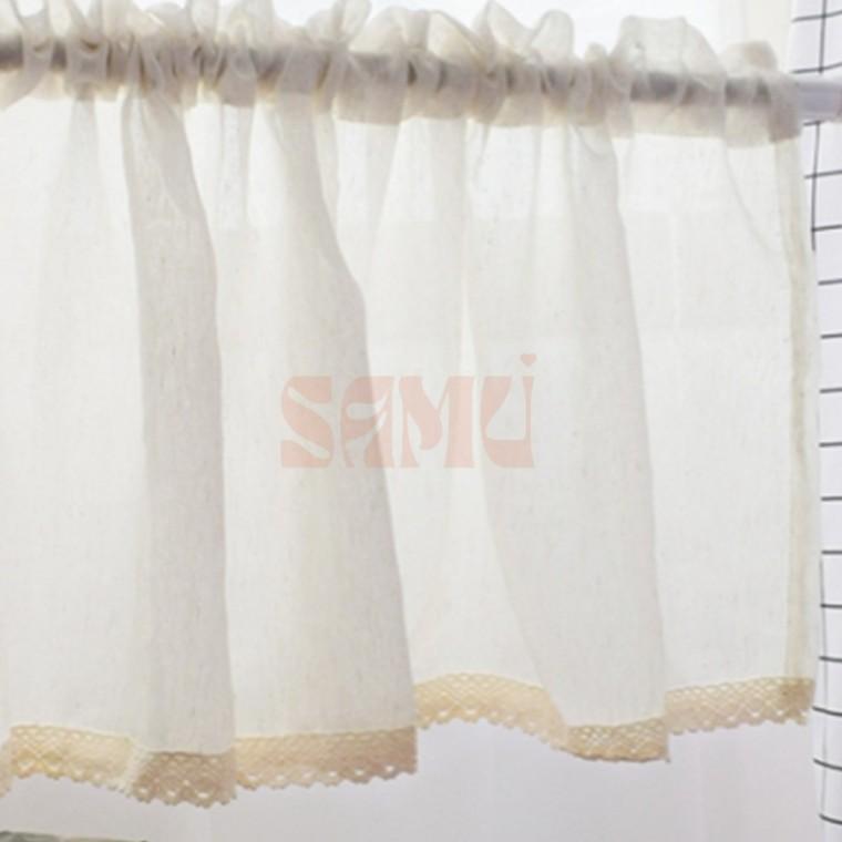 린넨 레이스 바란스 커튼 150x45cm 깔끔한커튼 주방커튼