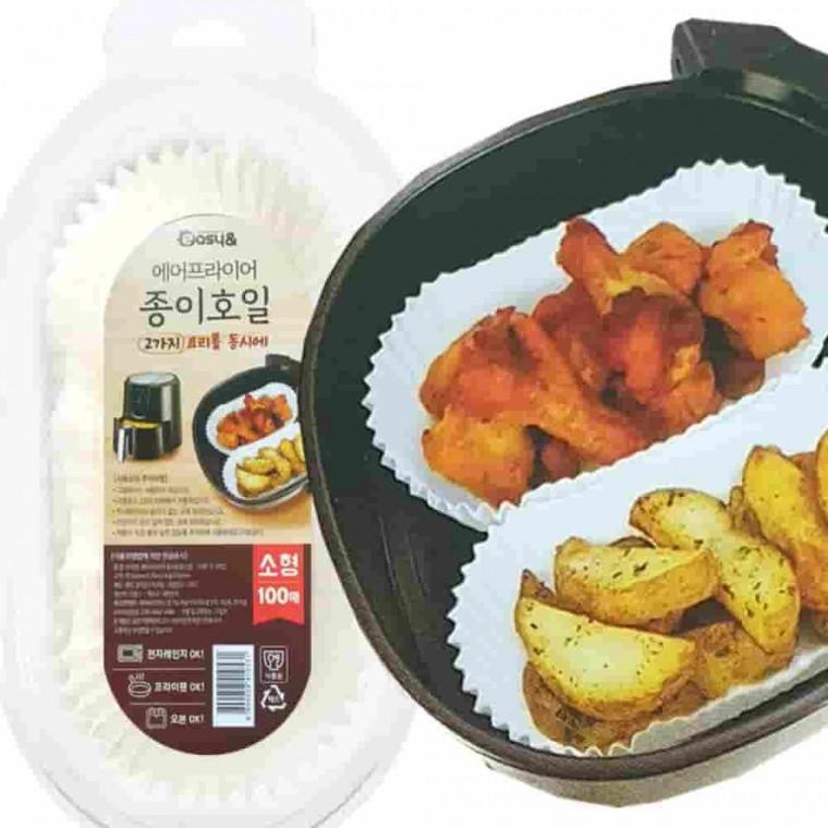 접시 종이호일 타원소 100매 에어프라이어받침 에어프라이어종이팬 에어프라이어종이 에어프라이어포일 종