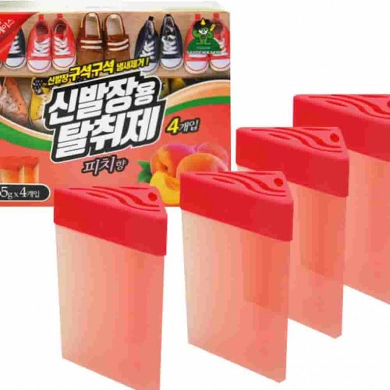 탈취제 4개입 피치향 신발장냄새제거제 냄새탈취제 신발장탈취제 신발냄새제거 운동화냄새제거제