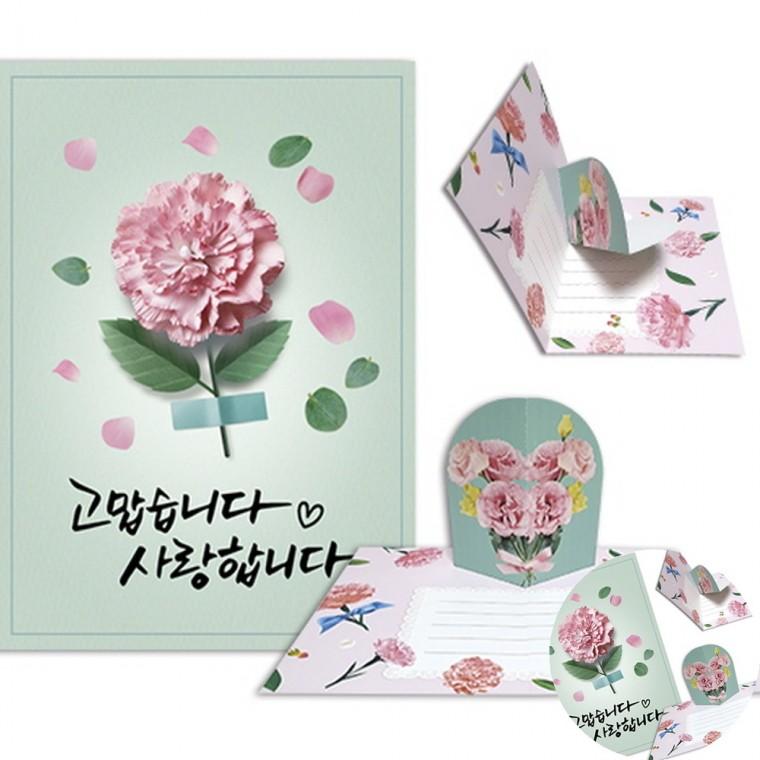 카네이션카드 감사인사카드 카네이션입체카드 부모님감사편지