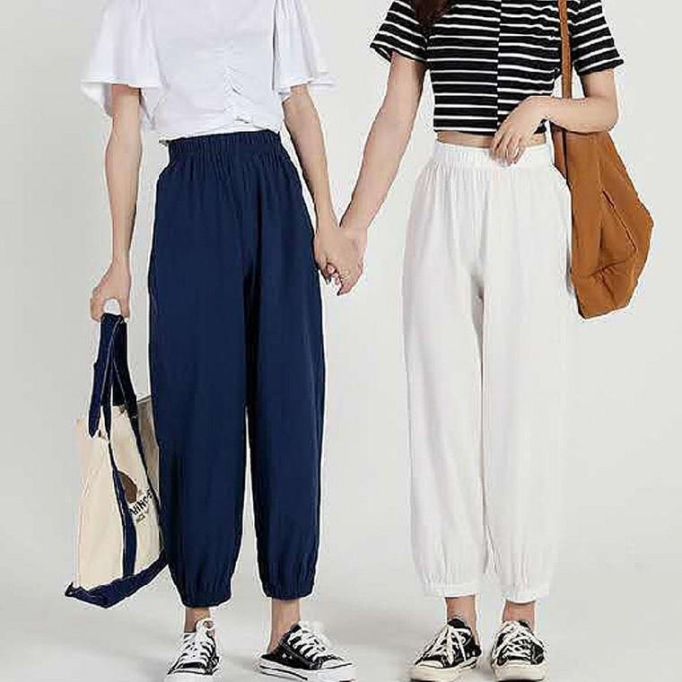 여성 외출 캐주얼 밴딩 조거 9부 데일리 팬츠