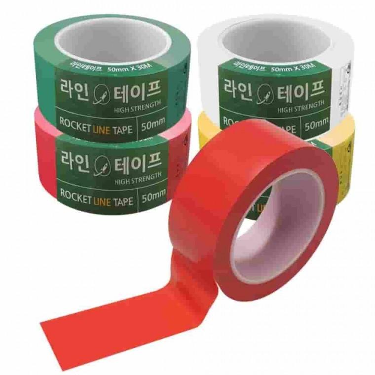 라인테이프 4종 폭50mm 30M PVC테이프 색상테이프 테니스라인테이프 산업용테이프 배드민턴라인테이프