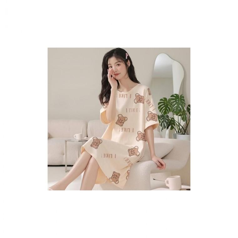 여름 반팔 홈웨어 원피스 브라캡 내장 잠옷