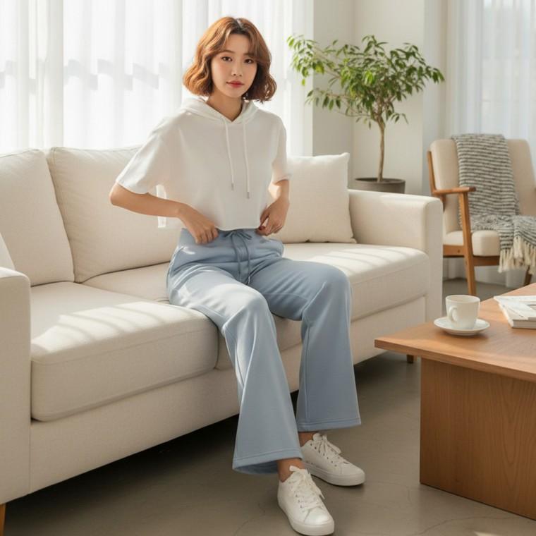 밴딩 숏팬츠 캔시 꾸안꾸 플레어 팬츠