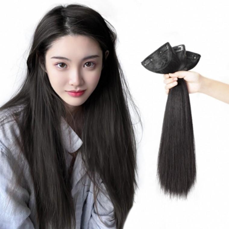 가발 풍성한 부분가발 헤어피스 3p 45cm 블랙 머리숱보강 볼륨피스