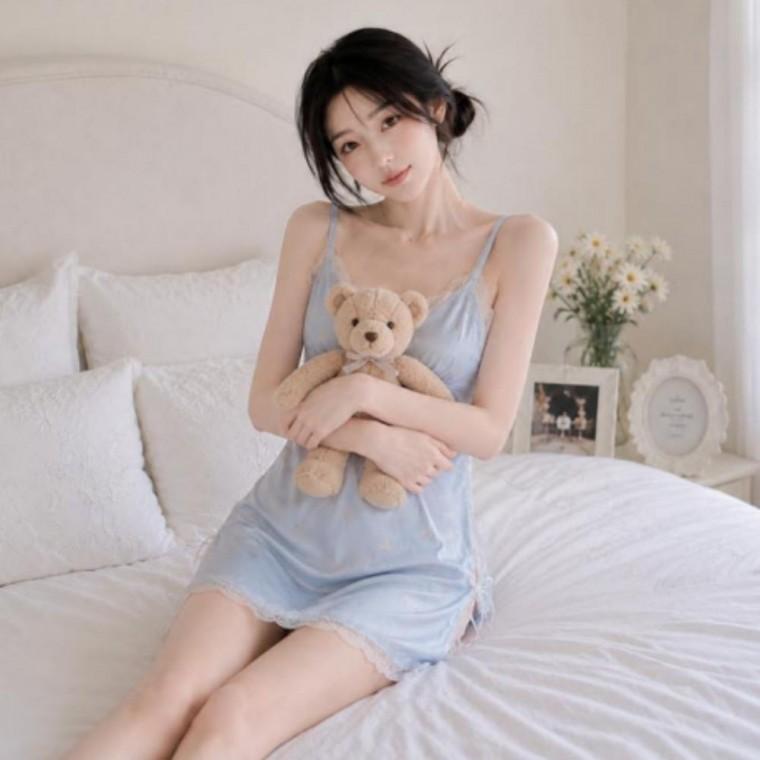 여성 민소매 끈나시 홈웨어 잠옷 러블리 슬립 원피스