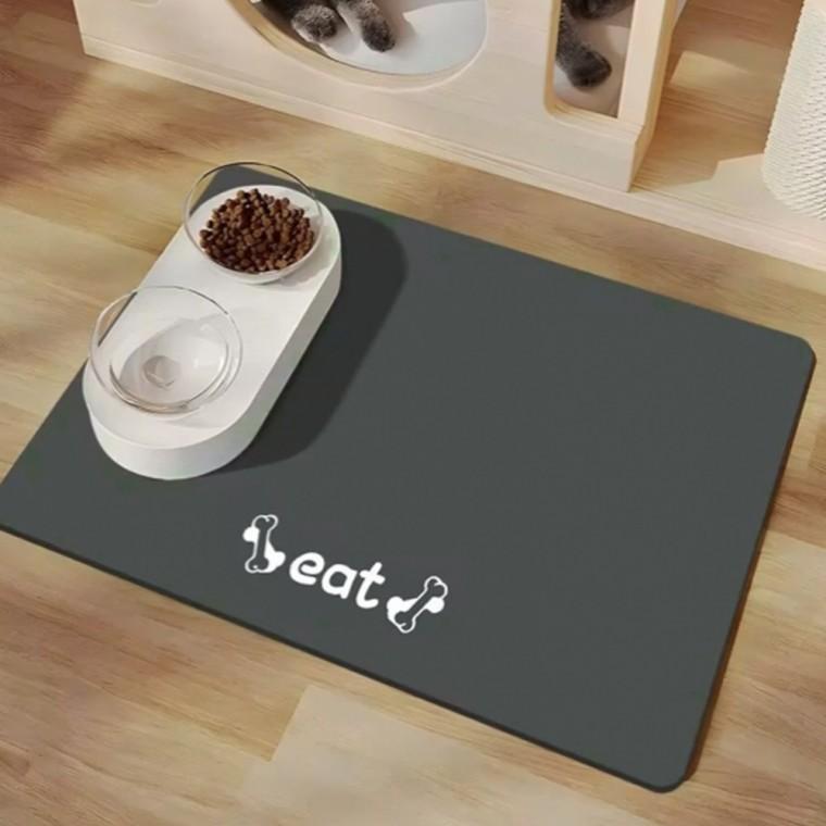 규조토 반려동물 식기매트 60x40cm 뼈다귀 챠콜 반려동물식기매트 고양이식기매트