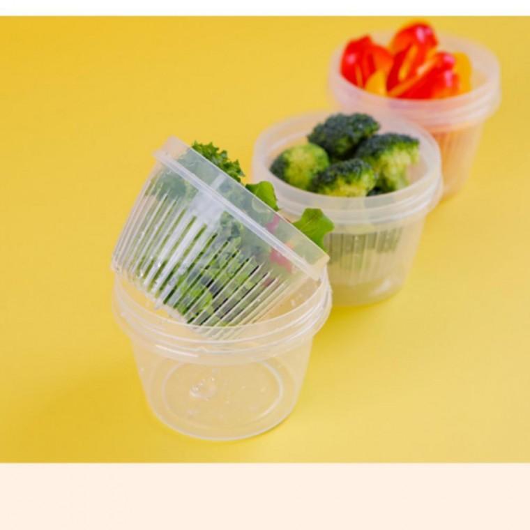 과일 야채보관 밀폐용기 물빠짐 채반용기2size 야채 냉장고정리용기 (원형500ml)