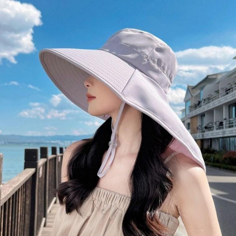 여성 목덮는 와이드 방수 챙 모자 플랩캡 물놀이 수영