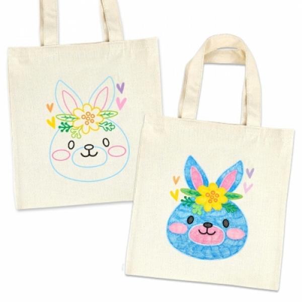 에코가방 채색그리기-꽃 토끼