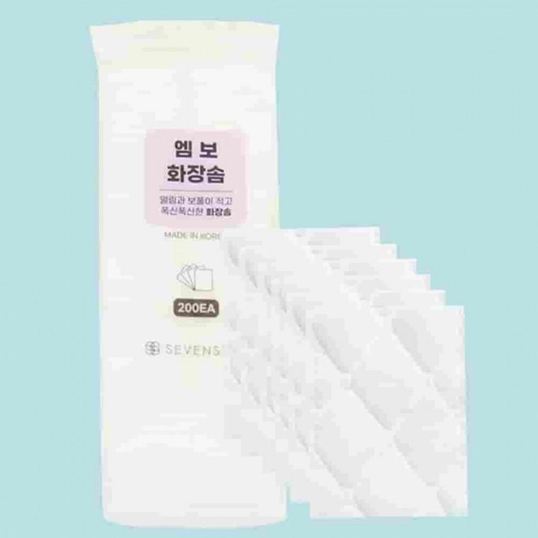 엠보화장솜 200매 저자극화장솜 스킨팩화장솜 네일솜 부드러운화장솜