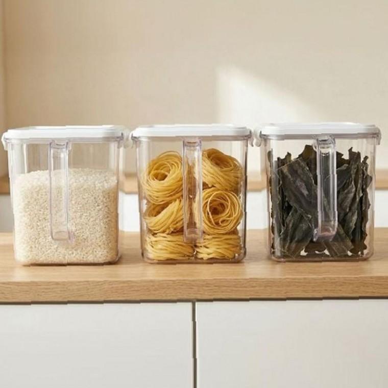 홈맞춤 키친 투명 잡곡야채 보관 냉장고 밀폐용기 트롤리 정돈 7L