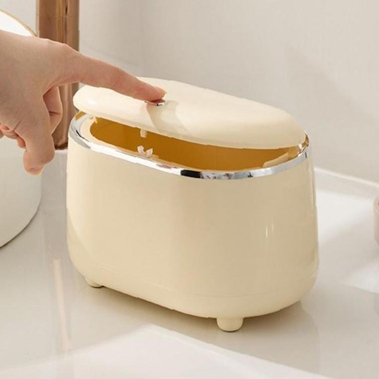 보관쉬운 화장대 데스크 원터치 오픈 슬림 휴지통2.5L