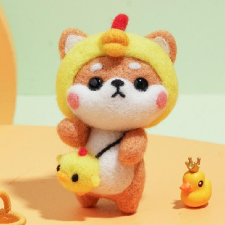 DIY 양모펠트 키트 병아리시바견 강아지인형만들기 핸드메이드인형