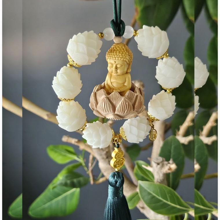 연꽃 부처님 그린 태슬 차걸이