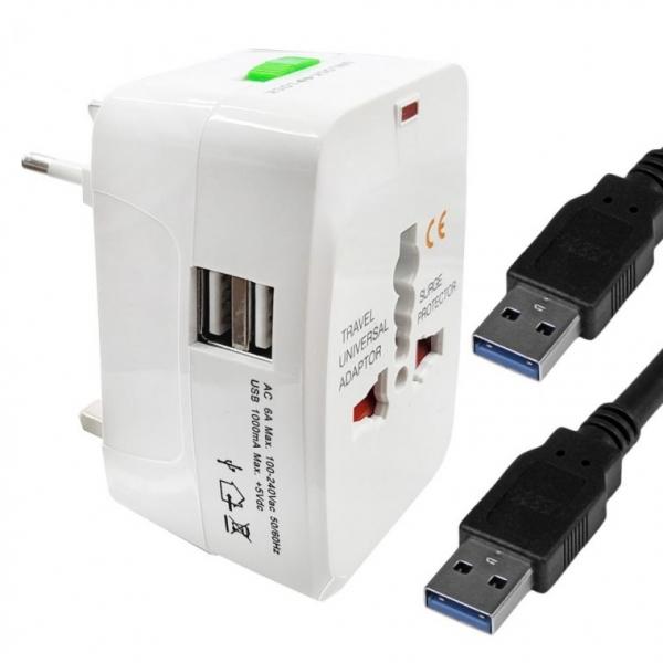 전세계호환 USB2구 여행용아답터 올인원 멀티플러그 플러그 여행용 멀티