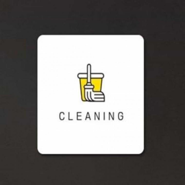 CLEANING 부착형 정사각 소형안내판 13x13cm 화장실팻말 청소정리함 포맥스표지판