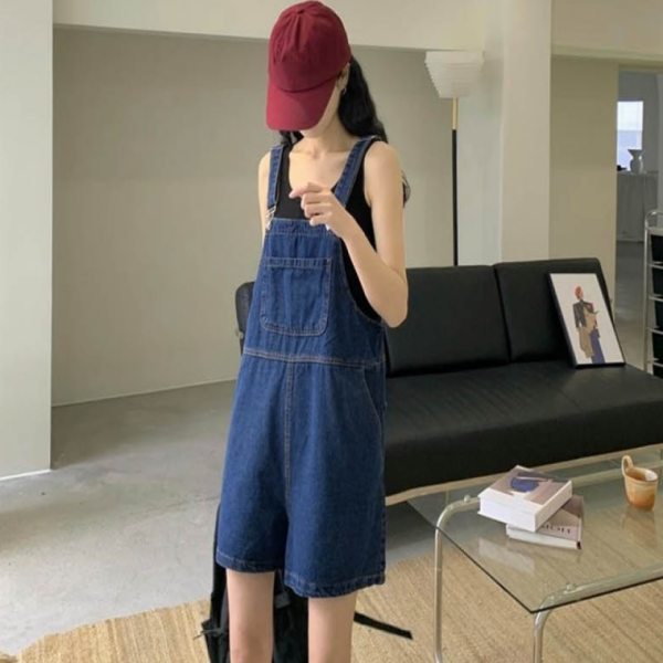 데님멜빵반바지 레이어드 데님 반바지 여행룩 어떤 상의와도 스타일링이 가능한 제품