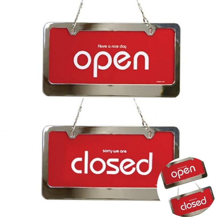 OPEN CLOSED 스텐 빨강 오픈걸이 메탈사인 가게문패안내