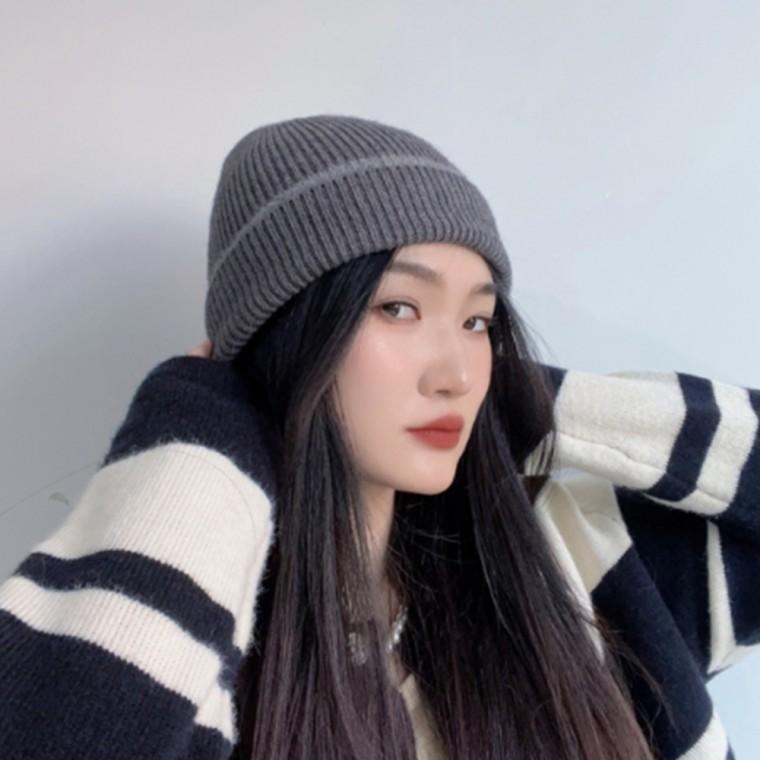 폼폼 방울 니트 비니 그레이 겨울비니 골지비니