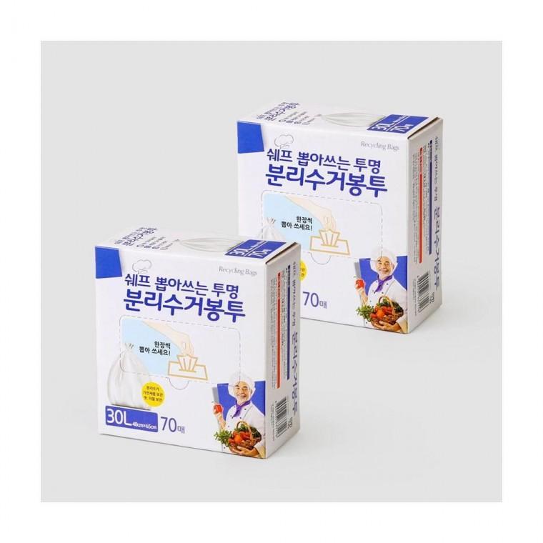 루미나D 쉐프 뽑아쓰는 재활용 비닐봉투 단품 30l 70매 2개 거치대미포함