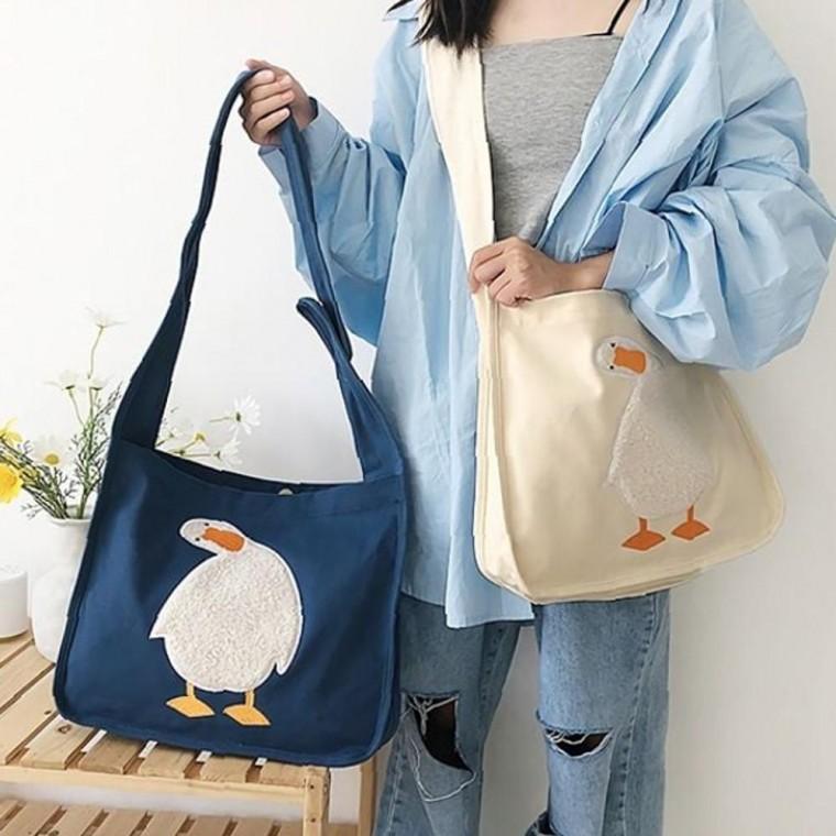 캔버스 프랜들리 소프트 덕 데일리 숄더 크로스 시티 에코백