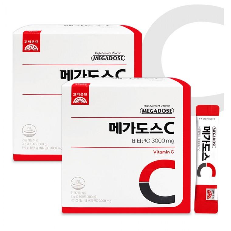 고려은단 메가도스C 비타민C 3000 3g x 100포 2개 영국산