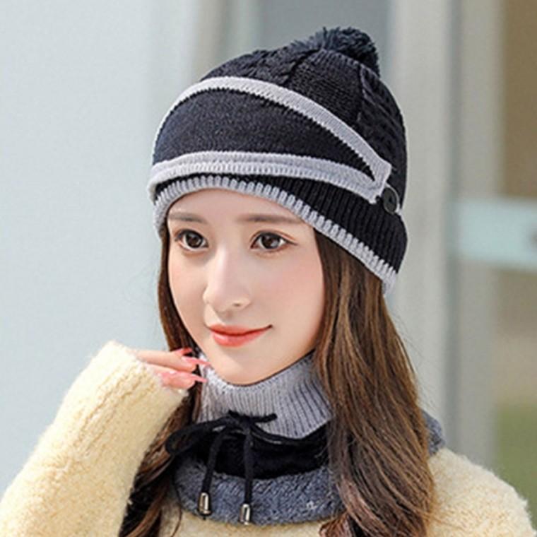 넥워머 털모자 세트 블랙 여성 스키바라클라바 겨울낚시워머