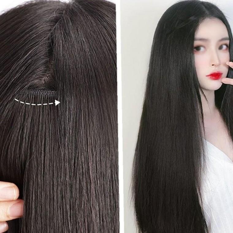 여자 원터치 데일리 생머리 헤어 부분가발 3피스