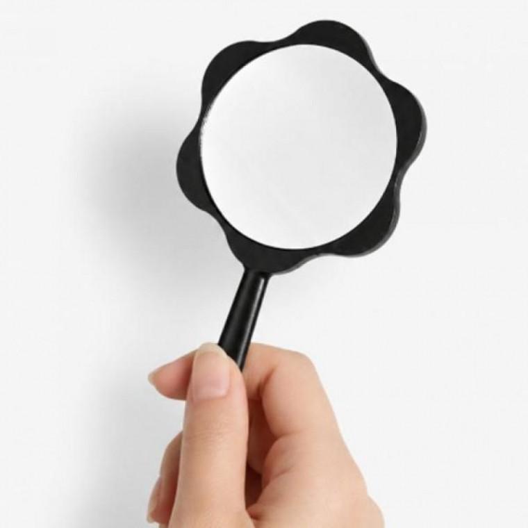 블랙 거울 작은 손잡이 휴대용 여행 손거울