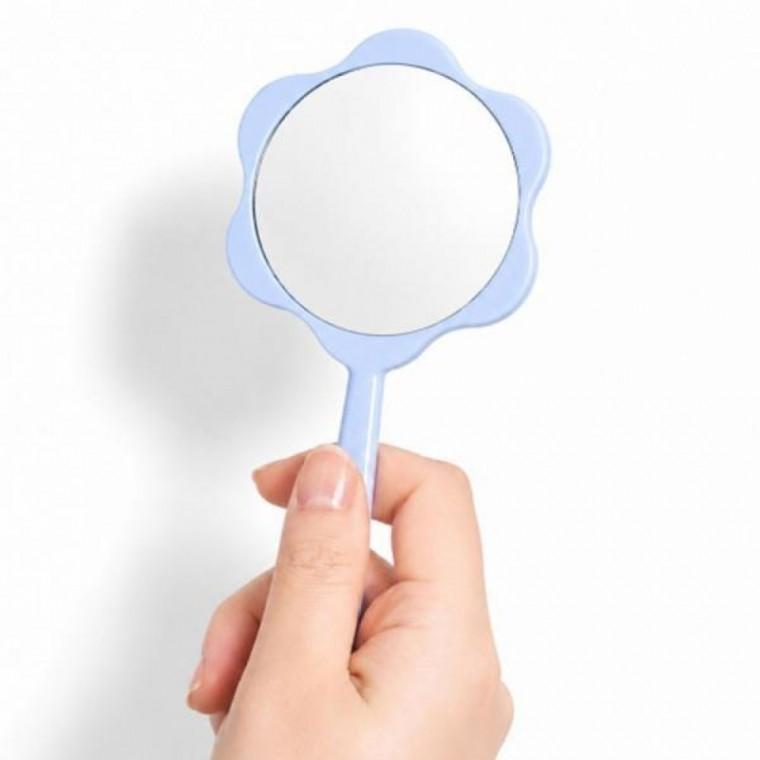 블루 여행 손거울 작은 휴대용 거울 손잡이