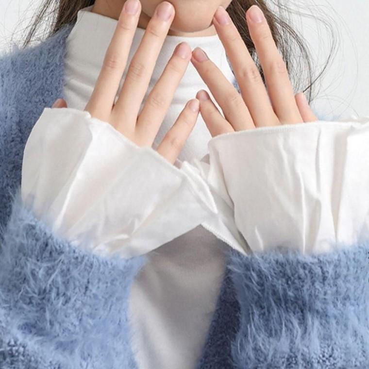 블랙 화이트 깔끔 탈부착 페이크 이너 소매 커프스소매