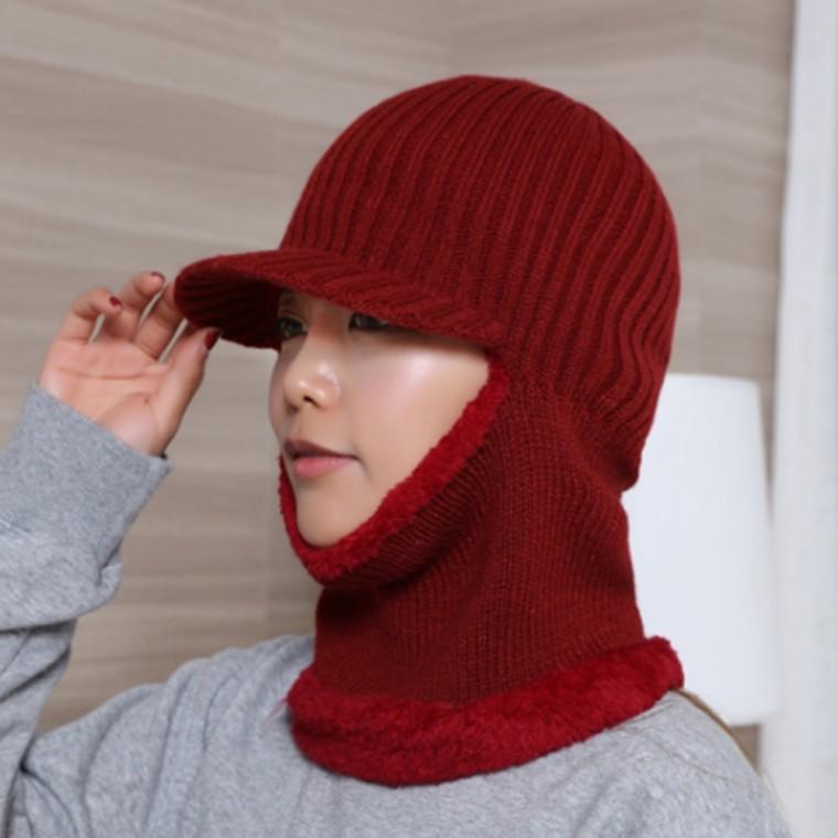 브리드 넥워머 털모자 레드 남녀공용 스누드 니트넥워머