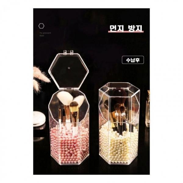아크릴 메이크업브 러쉬 수납통 투명 먼지 방지 덮개 화장품 정리대 테이블 브러시 화장대