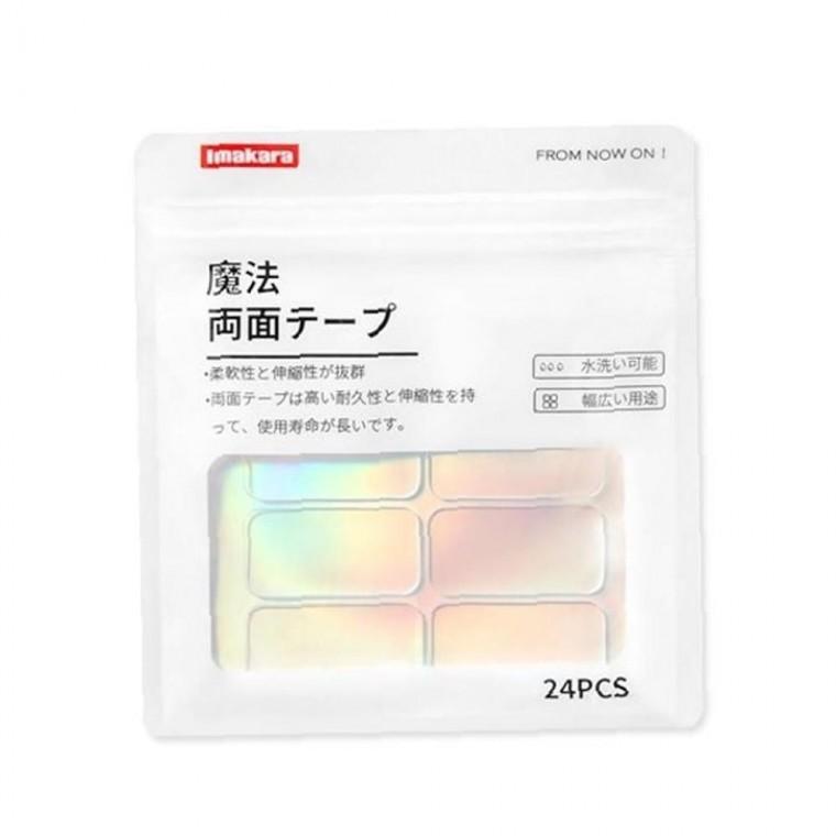 무타공 초파워형접착 튼튼한 투명 사각스티커 양면테이프 24PCS