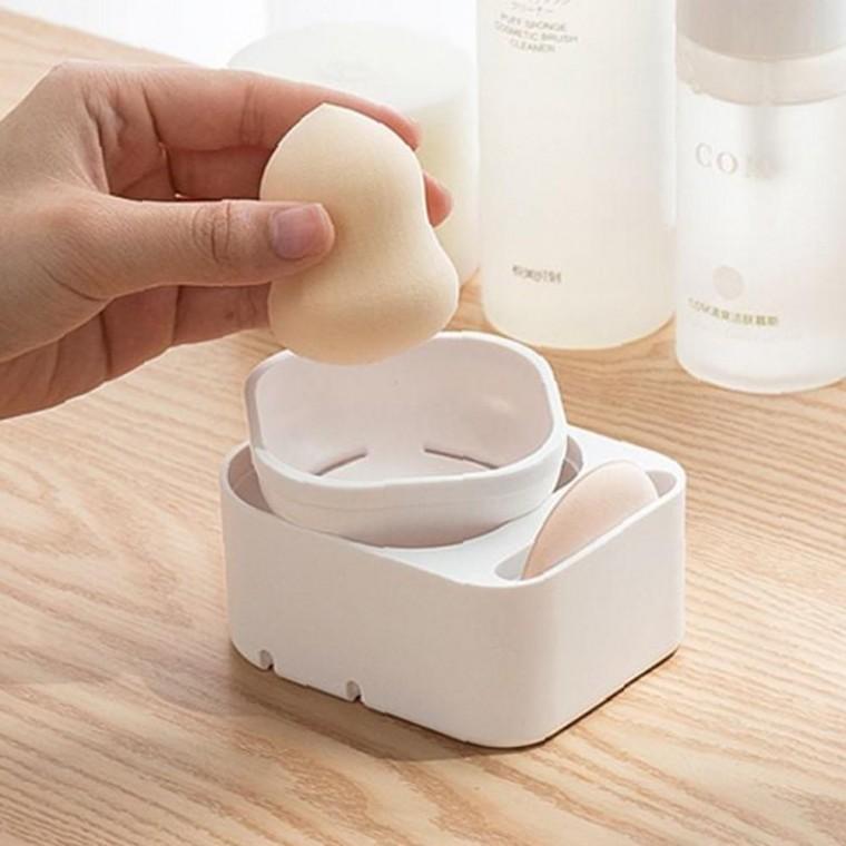 메이크업 퍼프 입체감 먼지차단 2단 위생보관 보관케이스 PURE