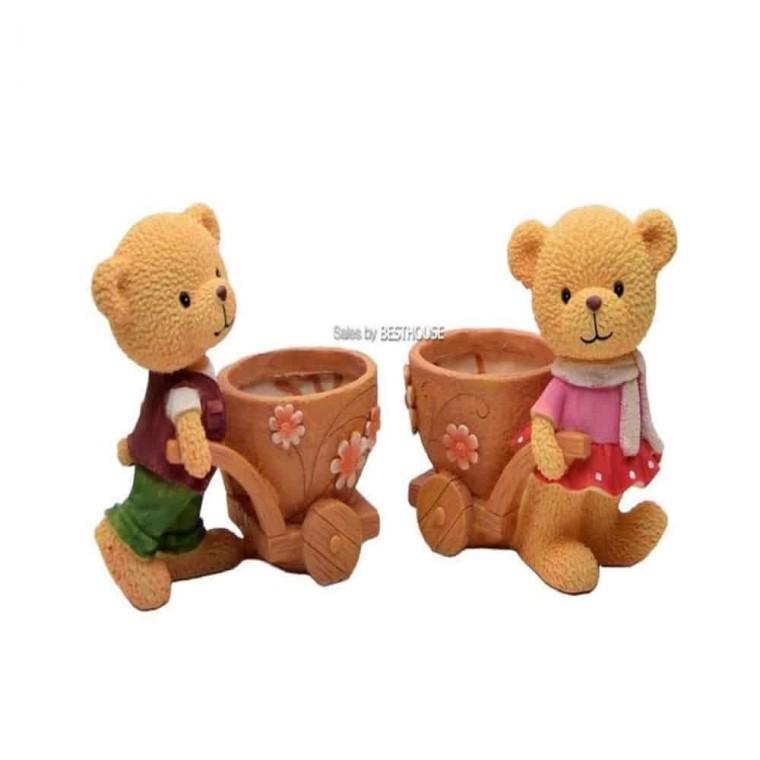 실내화분 인테리어화분 카페인테리어소품 수지화분 꽃수레 곰