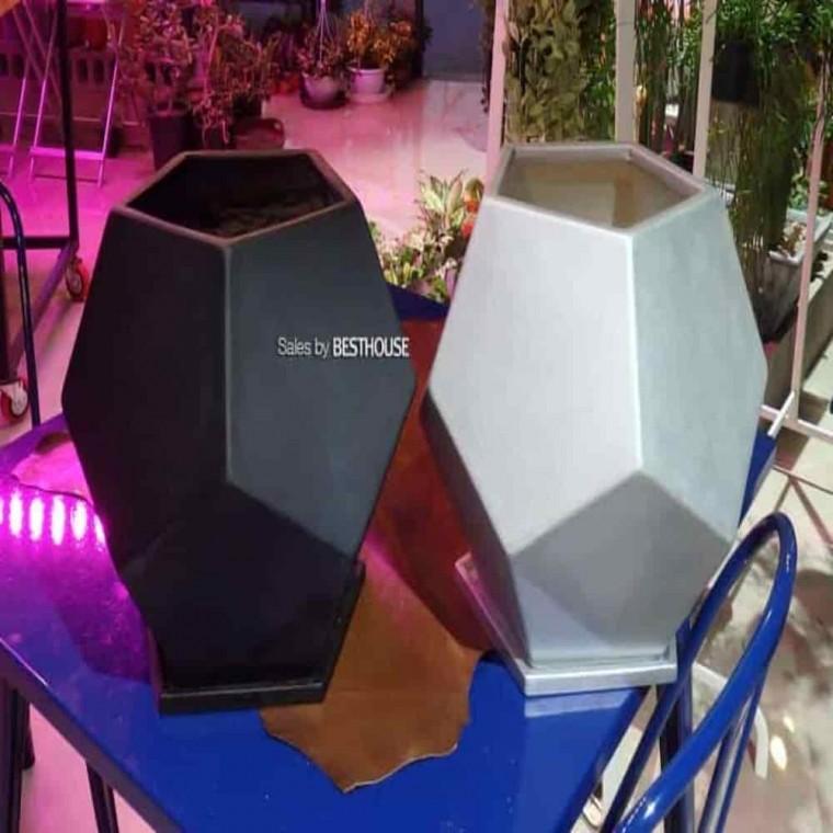 거실인테리어화분 예쁘고특이한화분 플랜테리어화분 수지화분 오각형 30x31 실버