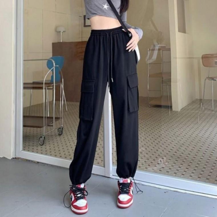 카고 팬츠 밴딩 바지 여자 조거 캐주얼 스트링