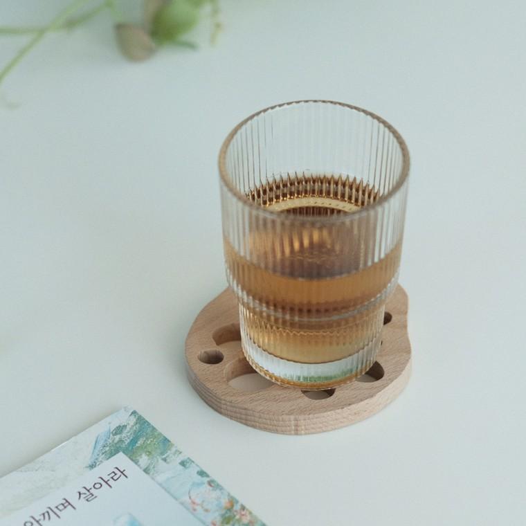 홈카페 유리컵 세로엠보 내열 글라스 물컵 193ml X 6개