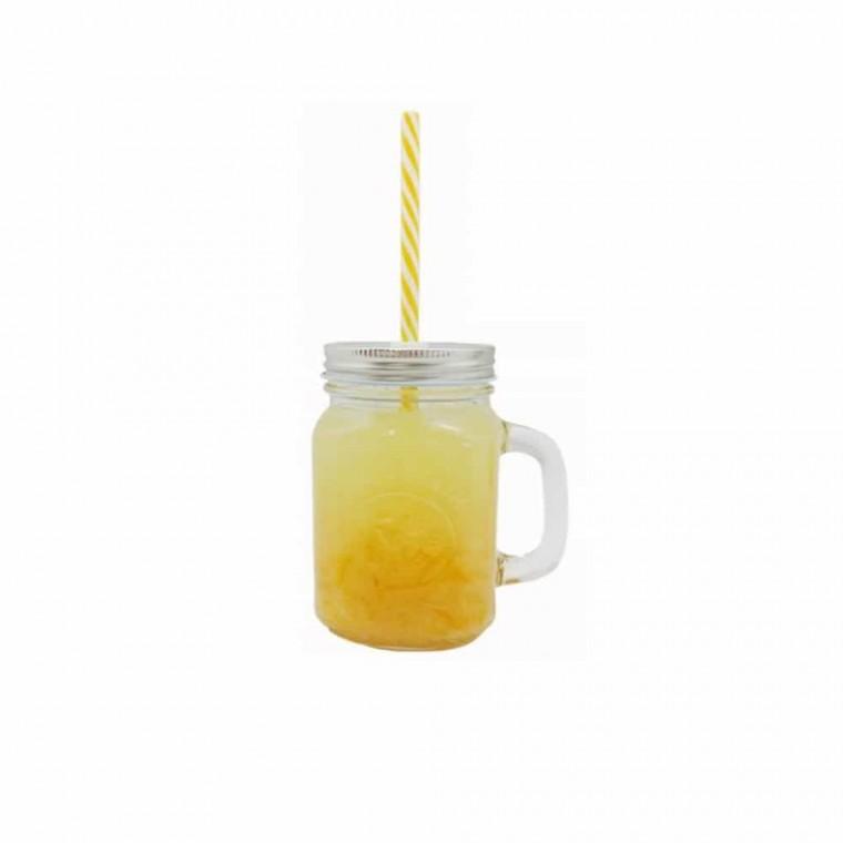 유리머그컵 450ml 손잡이컵 빨대컵 뚜껑유리컵